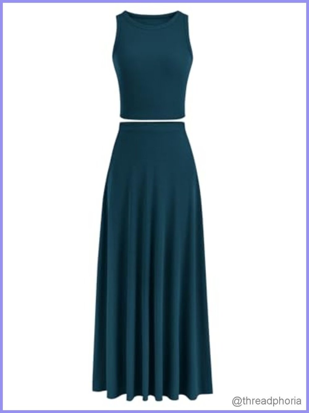 Women's 2 Piece Knit Maxi Skirt Set with Crop Top Summer Outfit